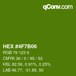 Color code: HEX #4F7B06 | qconv.com