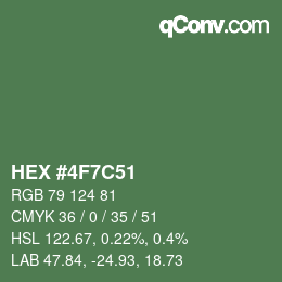 Código de color: HEX #4F7C51 | qconv.com