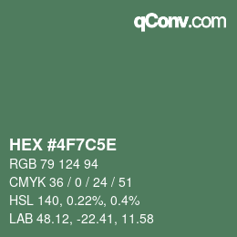 Color code: HEX #4F7C5E | qconv.com