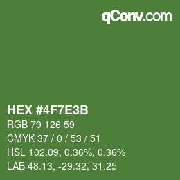Color code: HEX #4F7E3B | qconv.com
