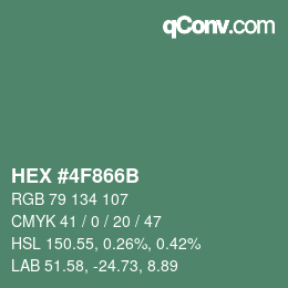 Color code: HEX #4F866B | qconv.com