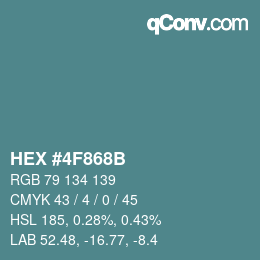 Color code: HEX #4F868B | qconv.com