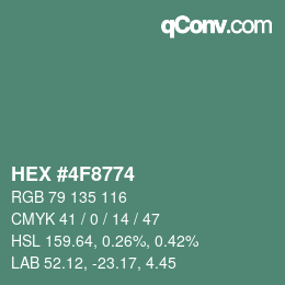 カラーコード: HEX #4F8774 | qconv.com