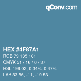 颜色代码: HEX #4F87A1 | qconv.com