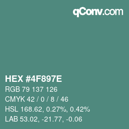 カラーコード: HEX #4F897E | qconv.com