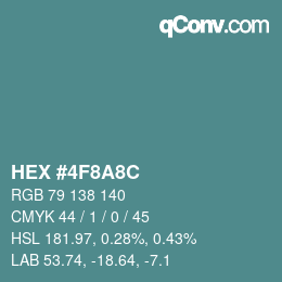 Color code: HEX #4F8A8C | qconv.com
