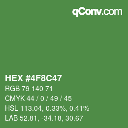 カラーコード: HEX #4F8C47 | qconv.com