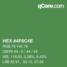 Color code: HEX #4F8C4E | qconv.com