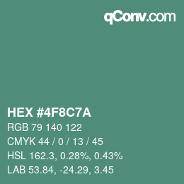 Color code: HEX #4F8C7A | qconv.com