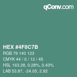 Color code: HEX #4F8C7B | qconv.com