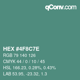 Color code: HEX #4F8C7E | qconv.com