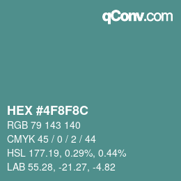 Color code: HEX #4F8F8C | qconv.com