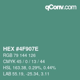 Color code: HEX #4F907E | qconv.com