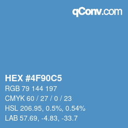 カラーコード: HEX #4F90C5 | qconv.com
