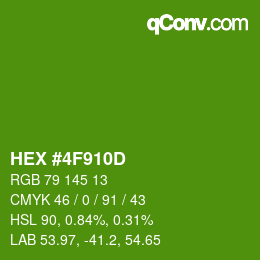 颜色代码: HEX #4F910D | qconv.com