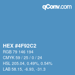 カラーコード: HEX #4F92C2 | qconv.com