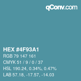 Farbcode: HEX #4F93A1 | qconv.com