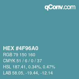 颜色代码: HEX #4F96A0 | qconv.com
