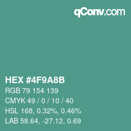 Color code: HEX #4F9A8B | qconv.com