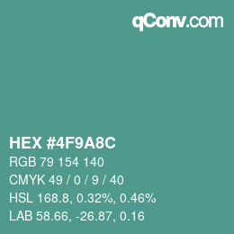 Farbcode: HEX #4F9A8C | qconv.com