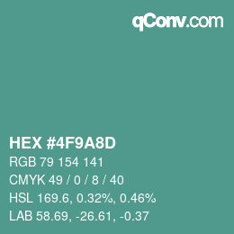 Color code: HEX #4F9A8D | qconv.com