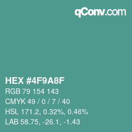 カラーコード: HEX #4F9A8F | qconv.com