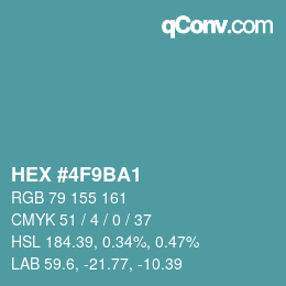 颜色代码: HEX #4F9BA1 | qconv.com