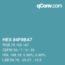 カラーコード: HEX #4F9BA7 | qconv.com