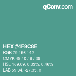 Color code: HEX #4F9C8E | qconv.com