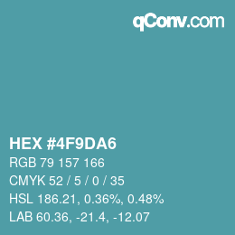 カラーコード: HEX #4F9DA6 | qconv.com