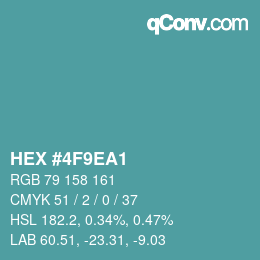 Code couleur: HEX #4F9EA1 | qconv.com