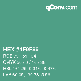 カラーコード: HEX #4F9F86 | qconv.com