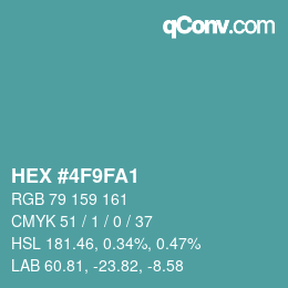 Color code: HEX #4F9FA1 | qconv.com