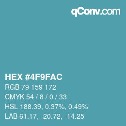 颜色代码: HEX #4F9FAC | qconv.com
