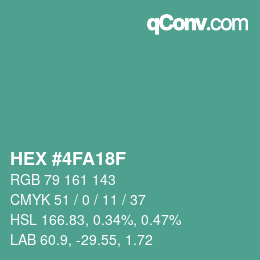 Code couleur: HEX #4FA18F | qconv.com