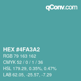 カラーコード: HEX #4FA3A2 | qconv.com