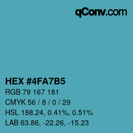 カラーコード: HEX #4FA7B5 | qconv.com