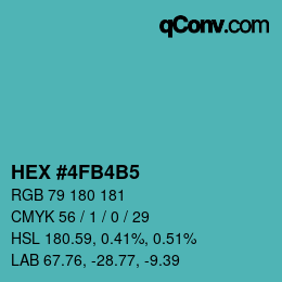カラーコード: HEX #4FB4B5 | qconv.com