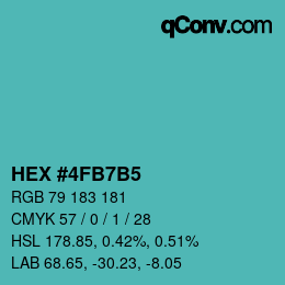 颜色代码: HEX #4FB7B5 | qconv.com