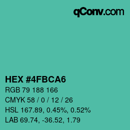 Color code: HEX #4FBCA6 | qconv.com