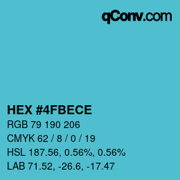Color code: HEX #4FBECE | qconv.com
