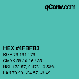 Farbcode: HEX #4FBFB3 | qconv.com