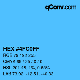 颜色代码: HEX #4FC0FF | qconv.com