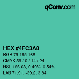 Color code: HEX #4FC3A8 | qconv.com