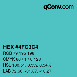 カラーコード: HEX #4FC3C4 | qconv.com