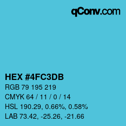 颜色代码: HEX #4FC3DB | qconv.com