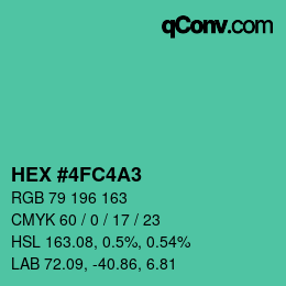 颜色代码: HEX #4FC4A3 | qconv.com
