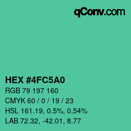 カラーコード: HEX #4FC5A0 | qconv.com