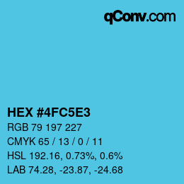 Farbcode: HEX #4FC5E3 | qconv.com