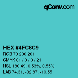 カラーコード: HEX #4FC8C9 | qconv.com